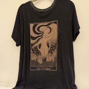 Torrid Goddess Black Tee with Gold Graphic